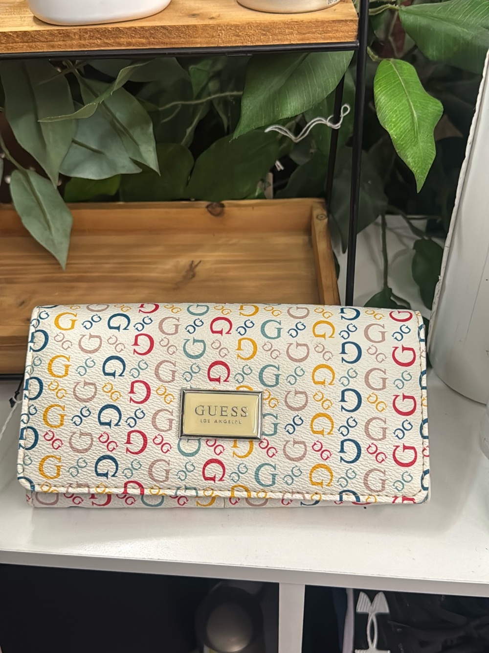 GUESS Multicolor G Logo Print Wallet - Cream Base
